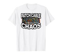 Modular Synth Patch Cable Chaos Eurorack Synthesizer Camiseta gráfica económica, Hombre, Blanco, S