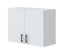 Módulo de Cocina Kira para Cocina en Blanco Brillo 2 Puertas Abatibles con Estante Interior y Tiradores Negros 80x59x34 cm