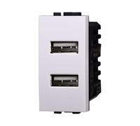 Módulo Cargador de Pared USB SANDASDON X2 2 Puertos USB 5V 2,1A Compatible Bticino Living (Blanco)