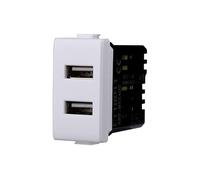 Módulo cargador USB X2 de pared 2 puertos USB 5 V 2,1 A blanco compatible con Bticino Matix