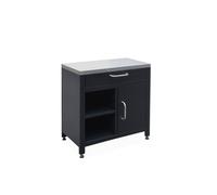 Módulo cocina exterior de acero 1 cajón y 1 puerta, 80cm, grimaud, negro, 38x46x50.5 cm