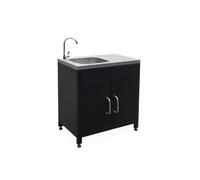 Módulo cocina exterior de acero con fregadero de 80cm, grimaud, negro, 70x46x51 cm