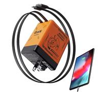 Módulo De Cargador USB C: Unidad De Alimentación Rápida De Doble Cable, Bloque De Fuente De Alimentación para Viajes | Fuente De Energía Compacta De Carga Rápida De Alto Rendimiento, Formato Mundial,