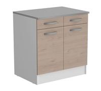 Miroytengo Módulo De Cocina Inferior EKO 2 Puertas 2 Cajones Roble Jackson y Blanco 80x60cm