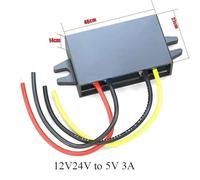 Módulo de Fuente de alimentación CC de 12V, 24V a 5V, 3A, convertidor Reductor for Mini Adaptador USB, Adaptador USB for Coche, Macho y Hembra(12V24V to 5V 3A)