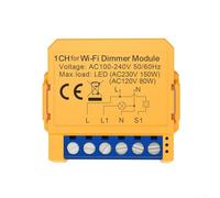 Módulo de interruptor de atenuación WiFi para hogar inteligente, compatible con caja oscura de 1/2 vías, atenuación continua 0-100%, CA 100-240V, IP20, carcasa ABS (1 banda)