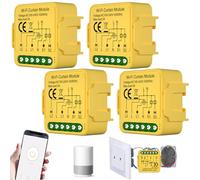 Módulo de interruptor de persiana inteligente WiFi, 4 unidades, interruptor inteligente de persiana con ajuste de tiempo de funcionamiento para cortinas, persianas y toldos, compatible con Google Home