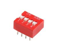 Módulo de interruptor deslizante de 5 piezas 1 2 3 4 5 6 7 8 10 12 pines, espaciado DIP de 2,54 mm(4Pin Red)