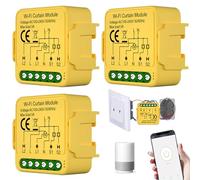 Módulo de interruptor inteligente de persiana WiFi (3 unidades, con ajuste de tiempo de funcionamiento para cortinas, persianas y toldos, compatible con Google Home/Smart Life/Tuya Smart)