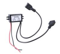 Módulo de reducción de voltajes impermeable, convertidores de extremo abierto, CC 24-12 V a 5 V3 A, cable adaptador de conversión de energía USB doble para coche