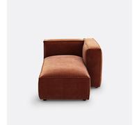 Módulo de sofá modular, en pana vintage, SEVEN. Talla ángulo derecho. Color Terracota