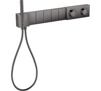 Módulo de termostato AXOR Edge de tamaño manual Seleccione 680/100 oculto para 5 consumidores, con corte de diamante, 46731330, Color: Cromo negro pulido