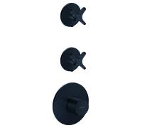 Módulo de termostato empotrado AXOR One de hansgrohe para 2 consumidores, con maneta en cruz, 48712670, Color: negro mate