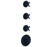 Módulo de termostato empotrado AXOR One de hansgrohe para 3 consumidores, con maneta en cruz, 48713670, Color: negro mate