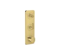 Módulo de termostato hansgrohe AXOR Citterio C 380/120 empotrado con placa para 2 consumidores, Corte cúbico, 49701990, Color: Óptica Oro Pulido