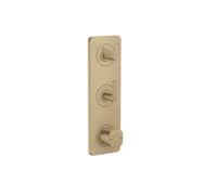 Módulo de termostato hansgrohe AXOR Citterio C 380/120 empotrado con placa para 2 consumidores, Corte cúbico, 49701140, Color: Bronce cepillado