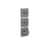 Módulo de termostato hansgrohe AXOR Citterio C 380/120 oculto con rosetas para 3 consumidores, Corte cúbico, 49711330, Color: Cromo negro pulido
