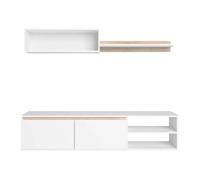 Modulo de tv para salón comedor estilo nórdico en color blanco mate y roble sahara 160 cm