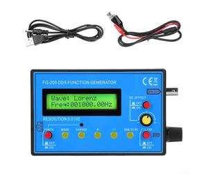 Módulo generador de señal de función DDS FG-200, onda triangular cuadrada sinusoidal de 0.01Hz-500kHz, depuración de osciloscopio de fuente de prueba de laboratorio portátil, azul (A)