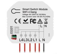 Módulo inteligente de control de luz WiFi de 4 vías, RF433 y control remoto de aplicación, memoria de apagado, compatible con Tuya/Smart Life, para interruptores basculantes y reinicios, color blanco