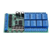 Módulo Relé Temporizador Digital 8 Canales DC 12V, Ciclo Multifunción con Retraso Independiente - Alta Precisión, Protección Anti - reversa, Ideal para Control Automático