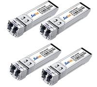 Módulo SFP+ LC 10G Gigabit monomodo, 10G 1310nm SMF, hasta 10 km, DMM, transceptor de fibra 10GBase-LR, compatible con Cisco, Ubiquiti, Mikrotik, Netgear, Dlink, Linksys y más (paquete de 4)