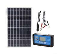 Módulo solar de 18 V 20 W con regulador de carga de 60 A, kit de panel solar impermeable para batería de 12 V/24 V, policristalino con conector USB y pinzas de batería
