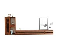 Modulo TV Combinación de unidad de TV flotante for sala de estar, mueble de TV flotante de nogal negro con gabinete lateral montado en la pared, 3 puertas abatibles con vidrio incorporado Mesa TV(180x