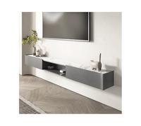Modulo TV Mueble de TV flotante con 2 cajones, mueble de TV montado en la pared con estantes flotantes de pizarra, consola multimedia de entretenimiento moderna for sala de estar Mesa TV(Grey,240x30x2