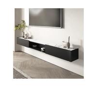 Modulo TV Mueble de TV flotante con 2 cajones, mueble de TV montado en la pared con estantes flotantes de pizarra, consola multimedia de entretenimiento moderna for sala de estar Mesa TV(Negro,180x30x
