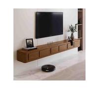Modulo TV Mueble for TV flotante de pared, consola de TV flotante de madera vintage con puerta abatible y cajones de almacenamiento, soporte for TV de pared estrecho que ahorra espacio Mesa TV(Bruin,2