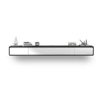 Modulo TV Soporte flotante for TV montado en la pared, centro de entretenimiento flotante de madera con puerta abatible con 2 cajones, muebles de sala de estar de estilo moderno, madera de caucho Mesa