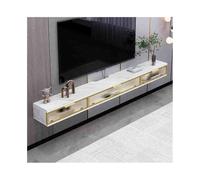 Modulo TV Unidad flotante for TV, mueble for TV montado en la pared con almacenamiento grande, consola multimedia for TV flotante de lujo blanca con 3 puertas de vidrio dorado, muebles modernos for sa