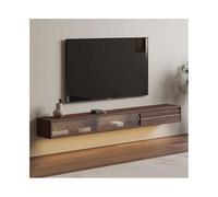 Modulo TV Unidad flotante for TV, mueble for TV montado en la pared de 55,1/70,8 pulgadas con puertas corredizas de vidrio y cajón, moderno centro de entretenimiento flotante de nogal for debajo del t