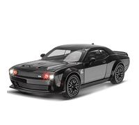 MODVKVK Dodge Challenger 1:32 Modelo Coches Juguete de Metal Fundido a Presión, Coche de Juguete Hellcat con Sonido y luz, Coche Hellcat con Función de Retroceso para Niños a Partir de 3 Años (Negro)