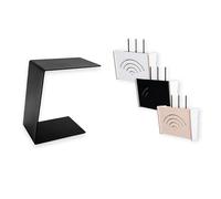 MOE UHANE Juego de mesa auxiliar de metal en forma de C para sala de estar o dormitorio, mesa de centro industrial moderna con cubierta de enrutador wifi, módem y cable, organizador de interiores