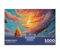 Moebius Illustration of Space Invader City 1000 Pcs Cartón Fuerte Rompecabezas Cosmic Cloud Temple Liberador De Estrés Juego Creativo Puzzle para Niños Pequeños 38x26cm/1000pcs