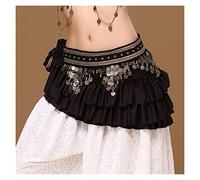 MOEENS Belly Dance,Cadera para Danza Bellydance Ropa Accesorios de Disfraces Fringe Wrap Retro Monedas Cinturones Hip Bufanda Belly Danza Cinturón Traje Danza Oriental (Color : Black, Size : M)