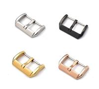 MOEENS Hebilla Reloj de Repuesto 10 unids de acero inoxidable con hebilla de cuero correa de cuero hebilla para hombres y hebilla para mujer Accesorios de reloj de plata de oro (Color : Black 12mm)