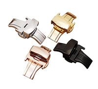 MOEENS Hebilla Reloj de Repuesto Botón de correa de acero inoxidable de doble clic automático 10 12 14 16 18 20 22 24mm accesorios hebilla de despliegue de mariposa (Color : 12mm Silver)
