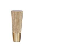 MOEENS Patas para muebles, patas de madera torneada, 4 patas de muebles de madera maciza, patas de cono recto, patas de mesa de sofá, cubierta protectora de cobre puro, cubierta protectora para sofá,