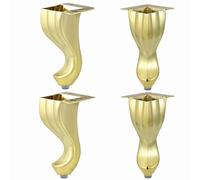 MOEENS Patas para muebles, patas de madera torneadas, 4 patas doradas para muebles, patas de sofá, tallado hueco para mesa de café, patas de horquilla, soportes de TV, pies de cabina de 14 cm con