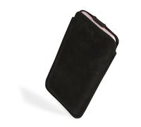 MOELECTRONIX Funda de piel auténtica apta para TCL 60 SE NxtPaper | Funda de piel fina con pestaña | XL NEGRO