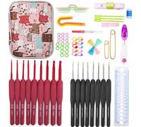 moem&an Agujas Crochet Ergonómicas Set Completo Profesional + Guia Descargable QR - 17 Agujas Crochet 1-6mm, Estuche Impermeable Ordenado y Accesorios para Principiantes y Expertos