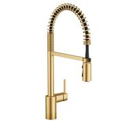 Moen 5923BG Align - Grifo de cocina desplegable con resorte de preenjuague de una manija con Power Boost, oro cepillado