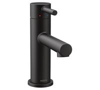 Moen 6190BL Alinear un solo mango moderno grifo de baño con montaje de drenaje y placa opcional, negro mate