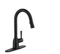 Moen 87233BL Adler - Grifo de cocina desplegable de arco alto con limpieza eléctrica, color negro mate
