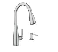 Moen 87627SRS Haelyn - Grifo de cocina con rociador extraíble de una sola manija con reflejo y limpieza eléctrica, resistente a las manchas, acero inoxidable