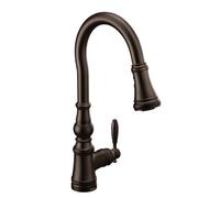 Moen S73004ORB Weymouth - Grifo de cocina tradicional de una sola manija con potenciador de potencia, bronce aceitado