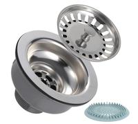 Moendergo Fregadero con cesta para colador, tapón para fregadero, tapón de desagüe con cesta para lavabo, fregadero de cocina blanco, válvula de cesta (A)